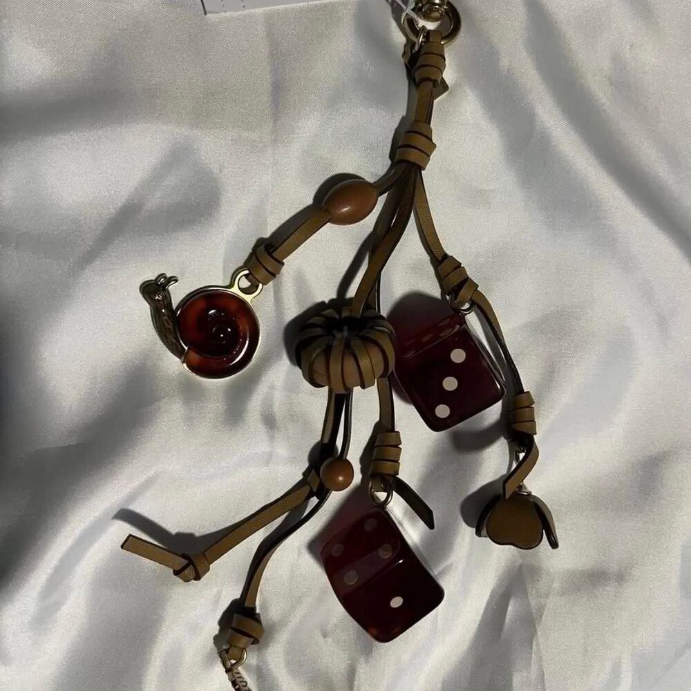 Coach dice cluster charm tan brown NWT - Picture 3 of 3